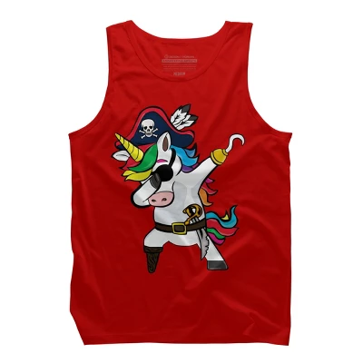 Men's Design By Humans Dabbing Dance Pirate Unicorn Gifts Funny Halloween Costume Gift By Lukesstore Tank Top - Image 5