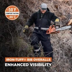 RefrigiWear Men's Iron-Tuff Enhanced Visibility Insulated High Bib Overalls With Reflective Tape
