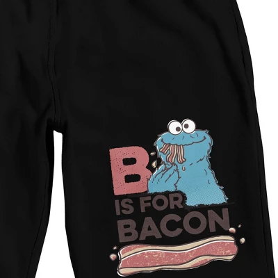 Sesame Street B Is For Bacon Men's Black Sleep Pajama Shorts