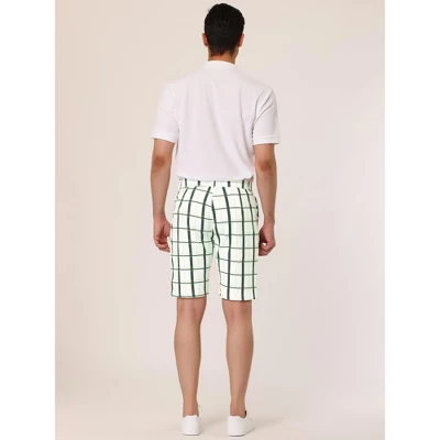 Lars Amadeus Men's Plaid Shorts Checked Pattern Regular Fit Flat Front Dress Shorts - Image 4