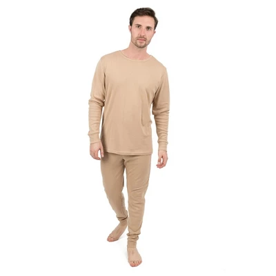 Leveret Mens Two Piece Cotton Solid Neutral Color Pajamas - Image 7