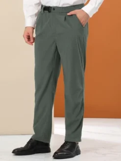 Lars Amadeus Men's Corduroy Pants Relaxed Fit Elastic Waist Pleated Dress Pants