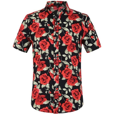 Lars Amadeus Men's Summer Floral Print Short Sleeve Button Down Beach Hawaiian Casual Shirt - Image 8