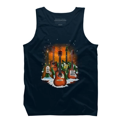 Men's Design By Humans Christmas Guitars By Cashfish Tank Top - Image 5
