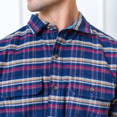 Hope & Henry Mens' Long Sleeve Flannel Double Pocket Button Down Shirt