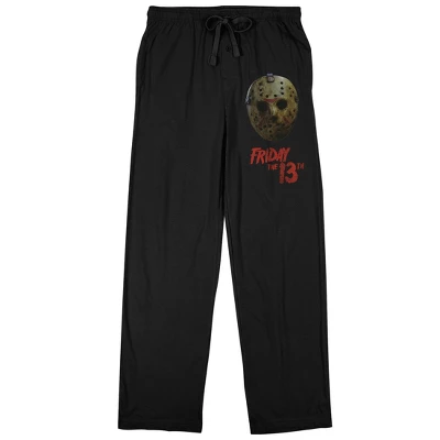 Friday The 13th Jason Voorhees Hockey Mask Men's Black Sleep Pajama Pants - Image 6