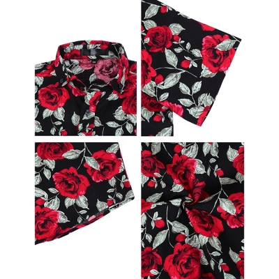 Lars Amadeus Men's Summer Floral Print Short Sleeve Button Down Beach Hawaiian Casual Shirt - Image 5