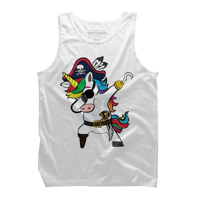 Men's Design By Humans Dabbing Dance Pirate Unicorn Gifts Funny Halloween Costume Gift By Lukesstore Tank Top - Image 7