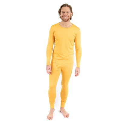 Leveret Mens Two Piece Boho Solid Color Thermal Pajamas - Image 2