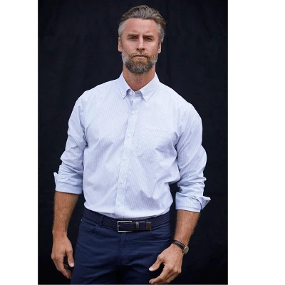 Cutter & Buck Stretch Oxford Stripe Mens Long Sleeve Dress Shirt