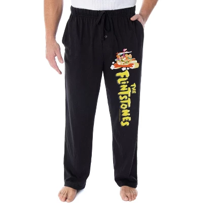 The Flintstones Men's Vintage Cartoon Characters Loungewear Pajama Pants Black - Image 3