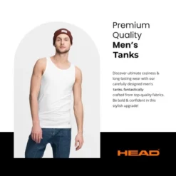 HEAD 3pk Mens Tank Top Breathable Tagless Comfortable Cotton Mens Modern Fit T Shirt