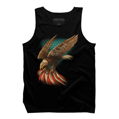 Men's Design By Humans July 4th American Eagle Carrying Flag By Paxdomino Tank Top - Image 2