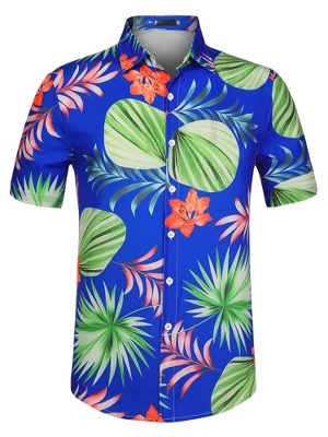 Lars Amadeus Men's Summer Floral Printed Short Sleeves Button Down Beach Hawaiian Shirt - Image 13