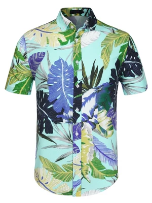 Lars Amadeus Men's Summer Floral Printed Short Sleeves Button Down Beach Hawaiian Shirt - Image 11