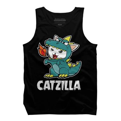 Men's Design By Humans Catzilla Halloween Costume Dragon Monster Kitten Cats Lover By Lenxeemyeu Tank Top - Image 4