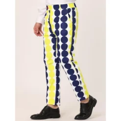 Lars Amadeus Men's Casual Geometric Printed Color Block Flat Front Dress Pants
