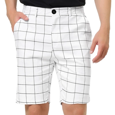 Lars Amadeus Men's Summer Plaid Shorts Slim Fit Flat Front Dress Checked Short Pants - Image 6
