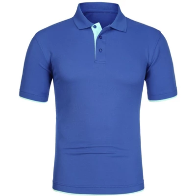 Lars Amadeus Men's Summer Golf Shirt Contrast Color Short Sleeves Regular Fit Polo - Image 6