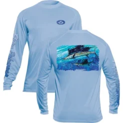 Flying Fisherman Pasta Sailfish Performance Long Sleeve T-Shirt - Blue Mist