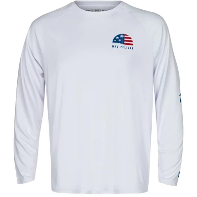 Mad Pelican Circle Palm Flag Sun Kicker Raglan UV Long Sleeve T-Shirt - White - Image 2