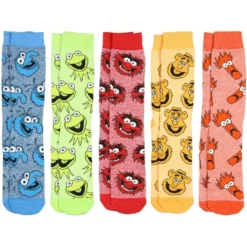 The Muppets Kermit Animal Gonzo Beaker Fozzie 5 Pack Crew Socks Multicoloured