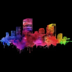 Men's Design By Humans Color Drip City Buildings By Hkartist Tank Top