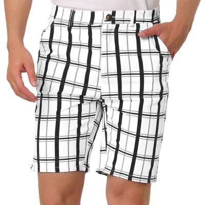 Lars Amadeus Men's Plaid Shorts Checked Pattern Regular Fit Flat Front Dress Shorts - Image 8