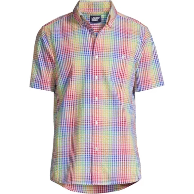 Lands' End Men's Traditional Fit Short Sleeve Seersucker Shirt - Image 16