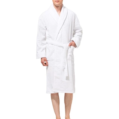 Alpine Swiss Dario Mens Luxury Waffle Knit Cotton Bathrobe Shawl Collar Hotel Spa Robe - Image 3