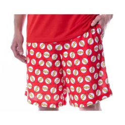 DC Comics Mens' The Flash Logo Short Sleeve Shirt Pajama Short Set Red