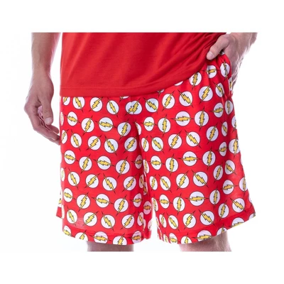 DC Comics Mens' The Flash Logo Short Sleeve Shirt Pajama Short Set Red