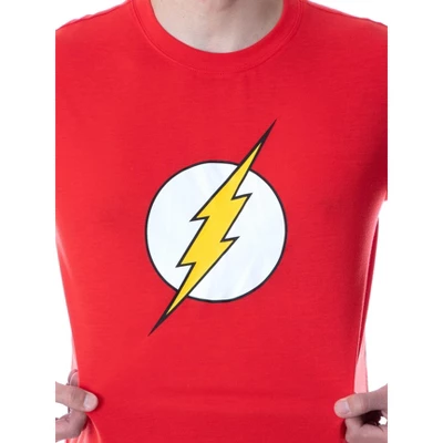 DC Comics Mens' The Flash Logo Short Sleeve Shirt Pajama Short Set Red - Image 2