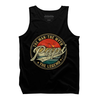 Men's Design By Humans Vintage Sunset Papi, The Man, Myth, Legend By COVI Tank Top - Image 2