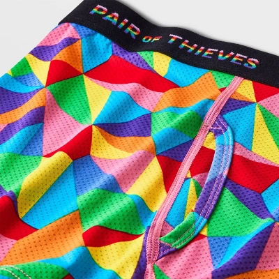 Pair Of Thieves Men's Rainbow Abstract Print Super Fit Trunks - Red/Blue/Green - Image 3