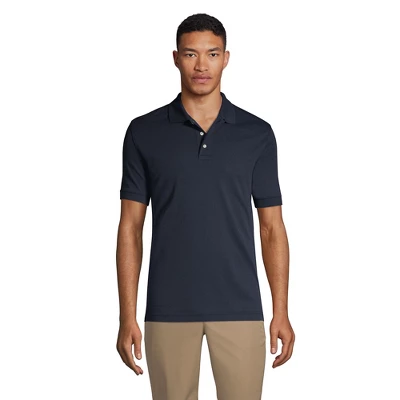 Lands' End School Uniform Men's Short Sleeve Tailored Fit Interlock Polo Shirt - Image 3