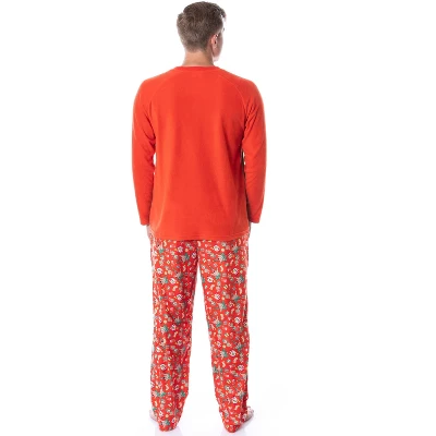 Nickelodeon Mens' SpongeBob SquarePants Krabby Christmas Pajama Set Red - Image 3