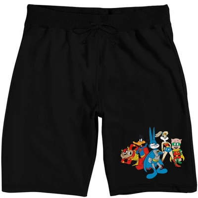 WB 100: Looney Tunes Mashups Super Tune Squad Men's Black Sleep Pajama Shorts - Image 7