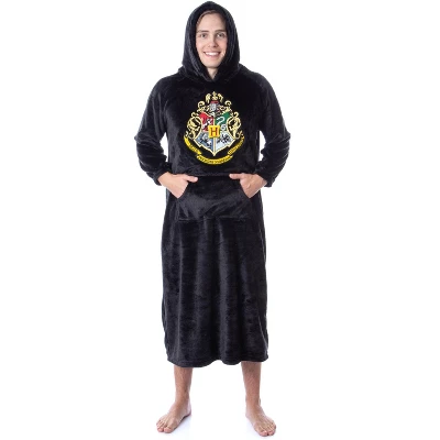 Harry Potter Hogwarts Adults Wearable Blanket Pullover Robe Mens' Womens' Black - Image 4